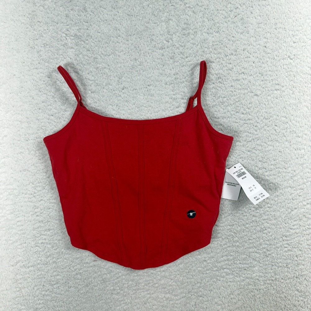 Hollister Women's Spaghetti Tank Top Red Med Lightweight Cropped Must Have NWT